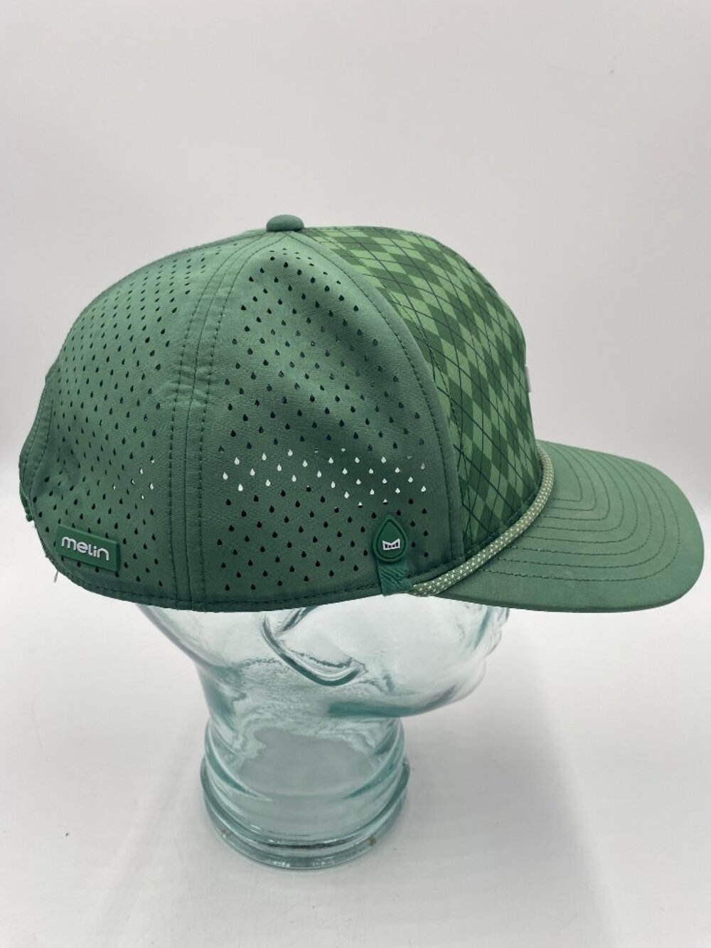 Melin Odyssey Hydro Hat Size XL Green Argyle SnapBack Golf Outdoor Cap - Picture 4 of 9